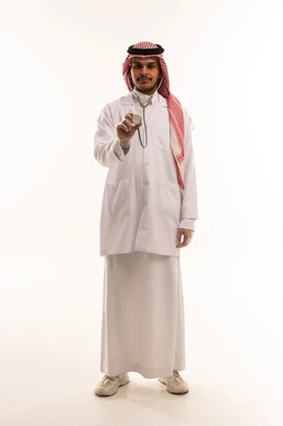 Saudi Male Doctor in Lab Coat with Stethoscope