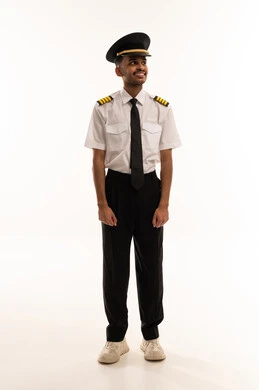 طيار سعودي بزي رسمي في استوديو تصوير