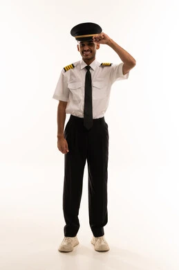 Saudi Male Pilot in Professional Uniform on White Background