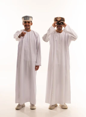Omani Men in Traditional Dress with Binoculars