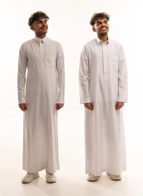 Saudi Men in Traditional White Thobe Studio Shot