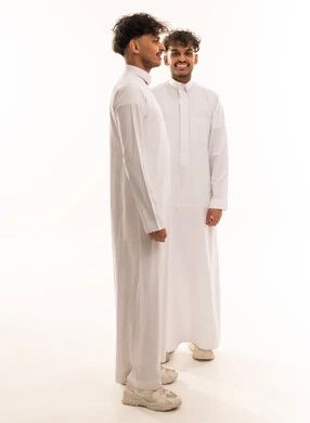 Saudi Men in Traditional White Thobe Studio Portrait