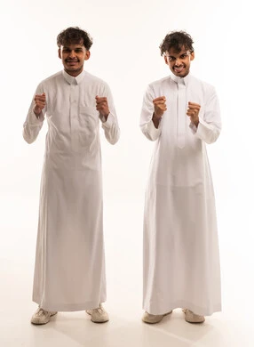Saudi Men in White Thobes Celebrating Success