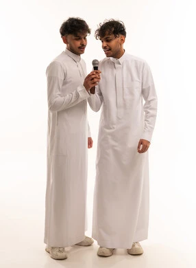 Saudi Men with Microphone on White Background