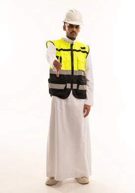 Saudi Engineer in Safety Vest Giving Thumbs Down