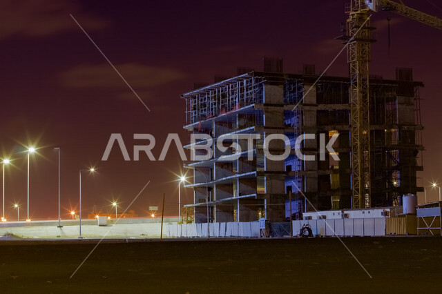 صورة لمبنى قيد الانشاء في المملكة العربية السعودية ،  بناية سكنية ،تصميم المباني وتنفيذها،  هندسة المباني والانشاء ، البناء والتشييد