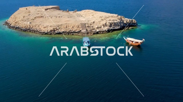 Musandam Oman Rocky Island with Traditional Dhow Boats