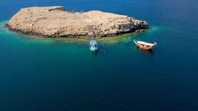 Musandam Oman Rocky Island with Traditional Dhow Boats