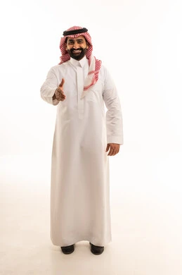 Saudi Businessman Handshake on White Background