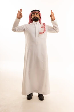 Saudi Man Meditation Gesture White Background