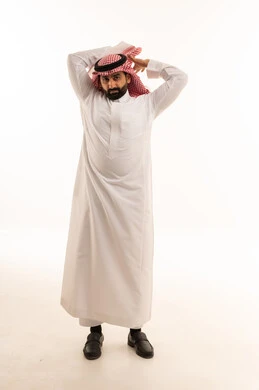 Saudi Man in Traditional Thobe on White Background
