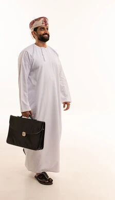 Omani Businessman Walking with Black Briefcase