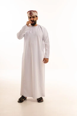Omani Man in Traditional Dress on White Background