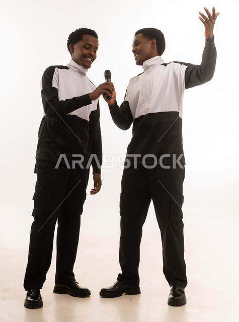 Omani Men with Microphone on White Background