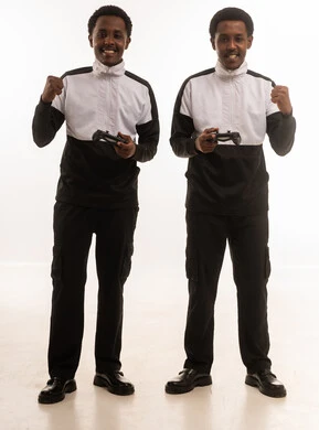 Omani Men with Gaming Controllers in Studio