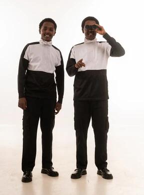 Omani Men in Uniform with Binoculars on White Background