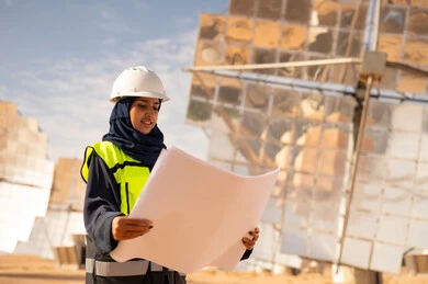 Saudi Female Engineer at Solar Power Plant