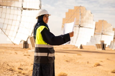 Saudi Female Engineer at Desert Solar Power Plant