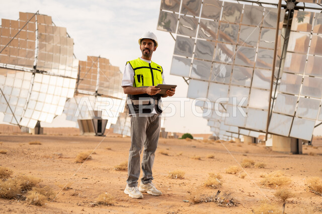 مهندس سعودي في محطة طاقة شمسية بالصحراء