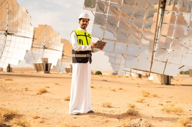 Saudi Engineer at Desert Solar Power Plant