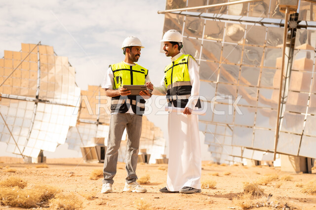 Saudi Engineers at Solar Power Plant in Desert