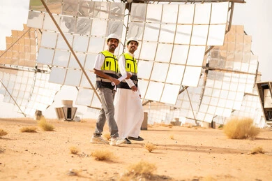 Saudi Engineers at Solar Power Plant in Desert