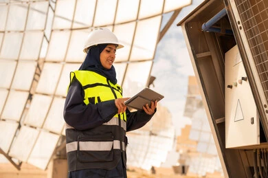 مهندسة سعودية في محطة للطاقة الشمسية