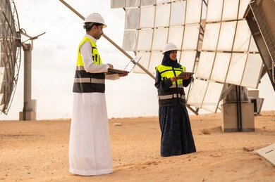 Saudi Engineers at Desert Solar Power Plant