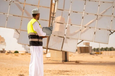 Omani Engineer at Desert Solar Power Plant