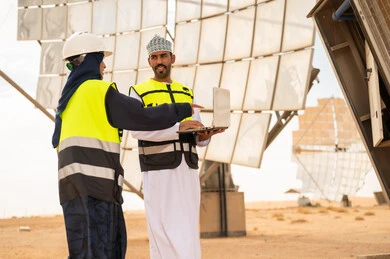 Omani Engineers at Solar Power Plant in Desert