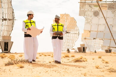 Omani Engineers at Solar Power Plant in Desert
