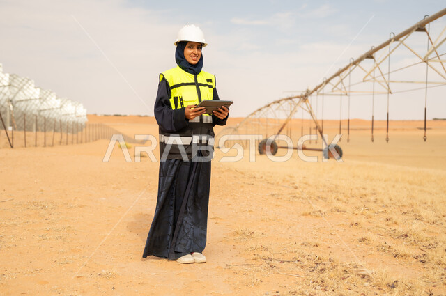 Saudi Female Engineer at Desert Agricultural Farm