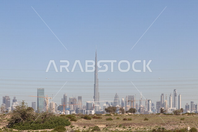 Burj Khalifa in Dubai, United Arab Emirates, distinctive architectural design, towers and skyscrapers in United Arab Emirates, tourism in Dubai
