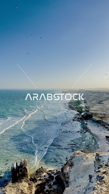 Oman Rocky Coastline and Blue Ocean Waves