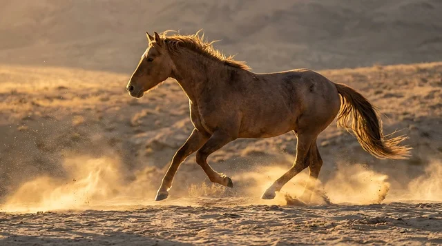 حصان عربي أصيل يجري في صحراء الربع الخالي
