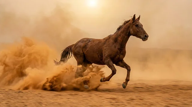 Arabian Horse Galloping Empty Quarter Saudi Arabia