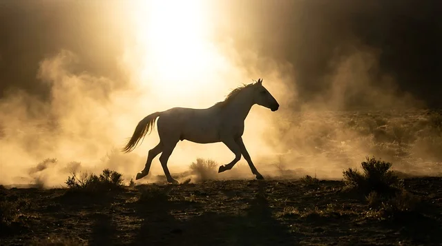 Arabian Horse Rub' al Khali Desert Sunset Silhouette