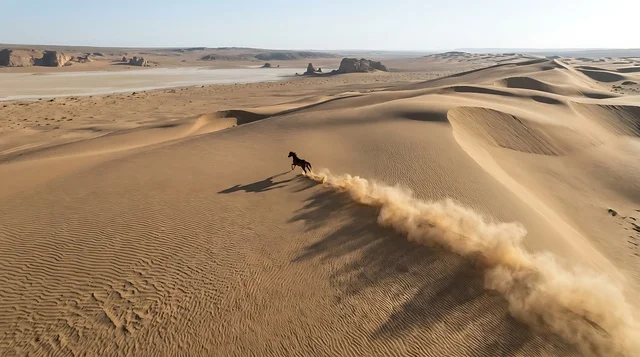 Arabian Horse Running in Empty Quarter Desert Saudi Arabia