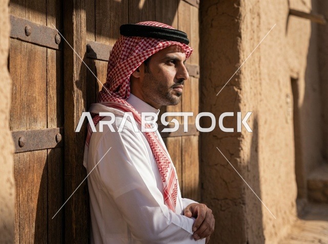 Saudi Man in Old Riyadh Heritage Architecture