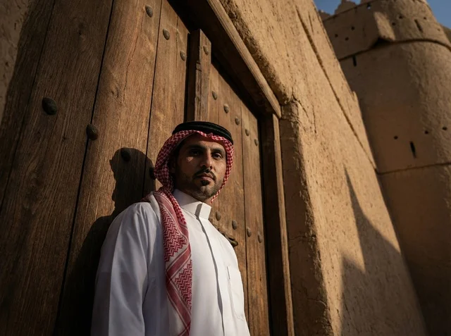Saudi Man in Traditional Attire at Riyadh Heritage Site