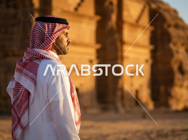 Saudi Man in Old Riyadh Heritage Site at Golden Hour