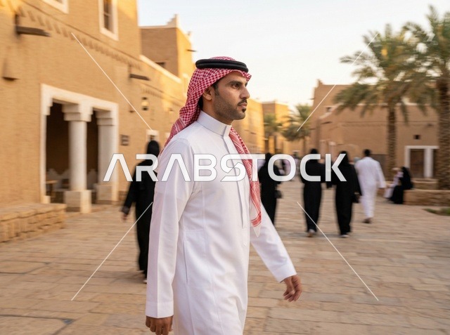 Saudi Man in Old Riyadh Historical District at Golden Hour
