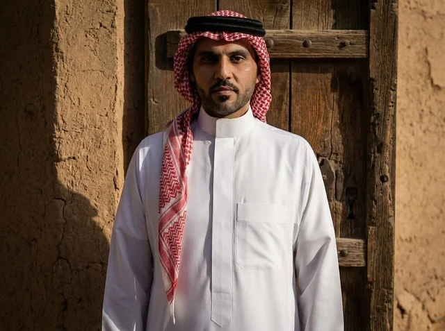 Saudi Man in Traditional Attire in Old Riyadh Heritage Site