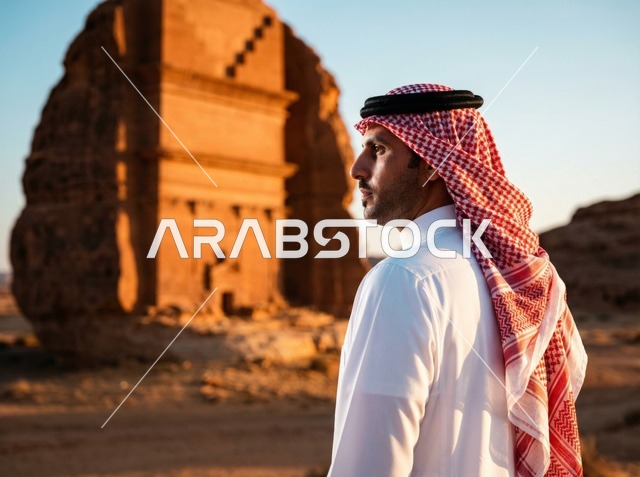 رجل سعودي في الرياض القديمة عند المعالم التاريخية