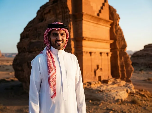 Saudi Man at Ancient Heritage Site in Riyadh