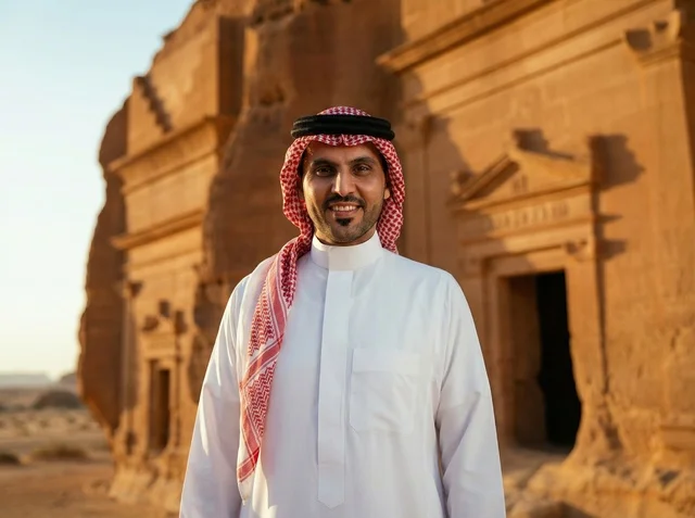 Saudi Man at Ancient Heritage Ruins in Old Riyadh