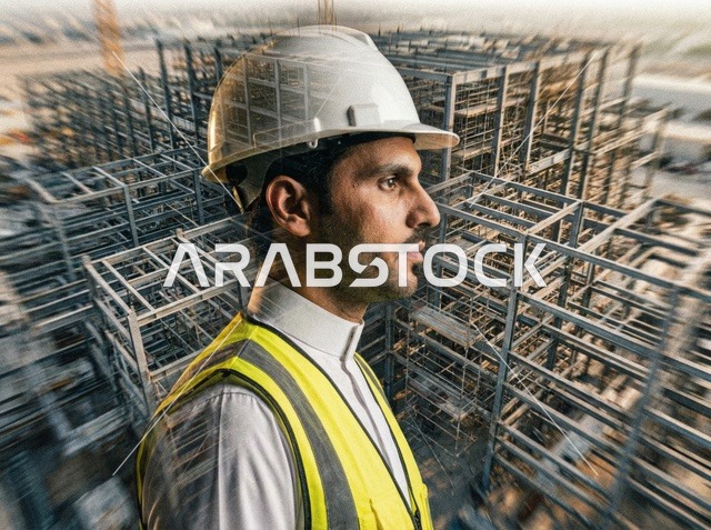Saudi Engineer at Construction Site Structural View
