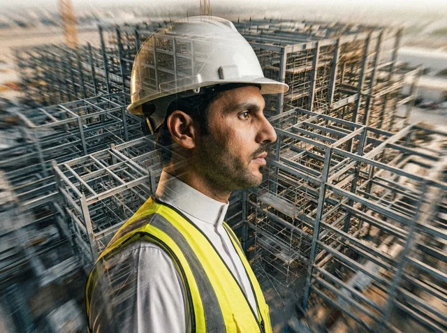 Saudi Engineer at Construction Site Structural View