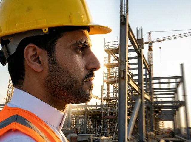 Saudi Engineer at Construction Site with Safety Gear