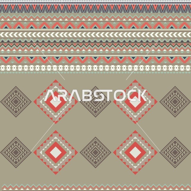 Traditional Saudi Sadu Geometric Pattern Illustration